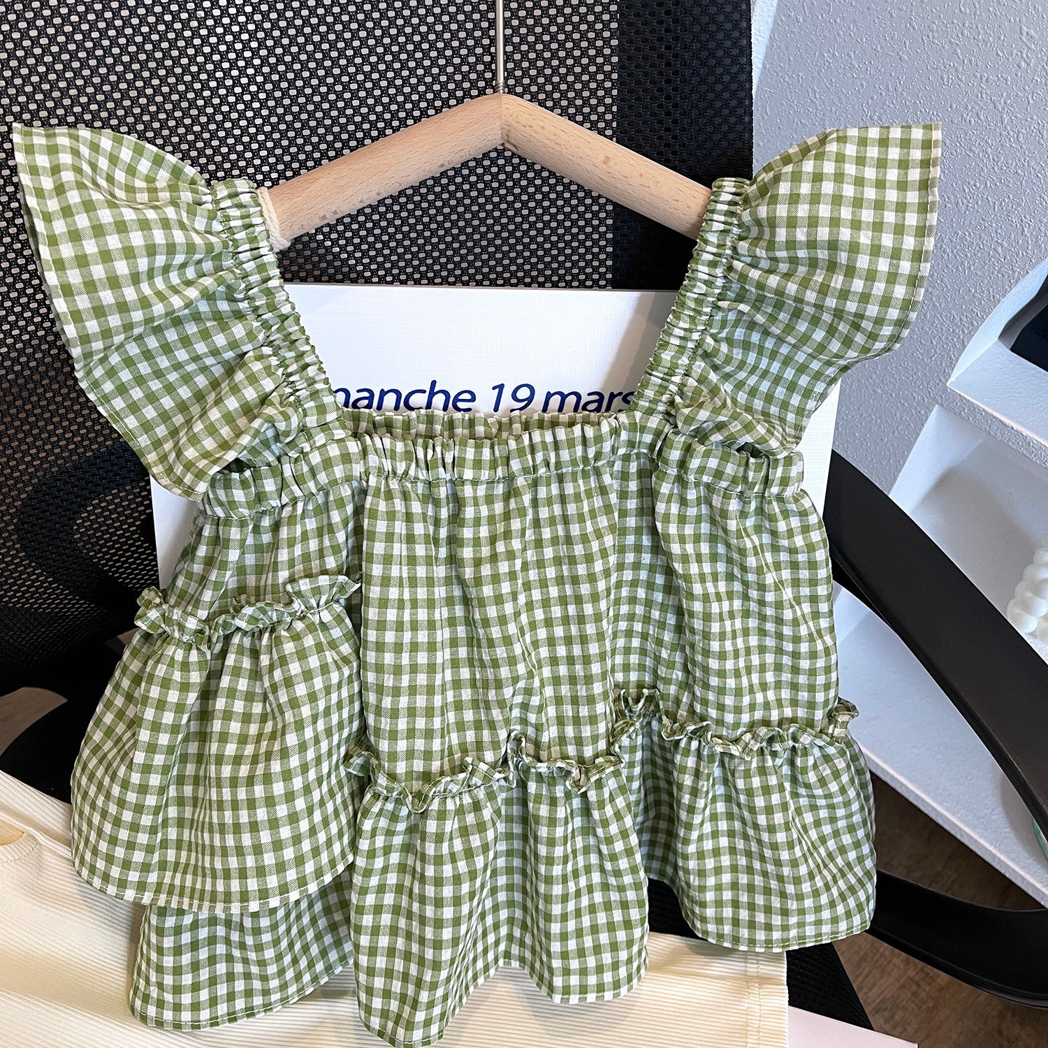 Korean Style Plaid Sling Doll Shirt Two-piece Pants