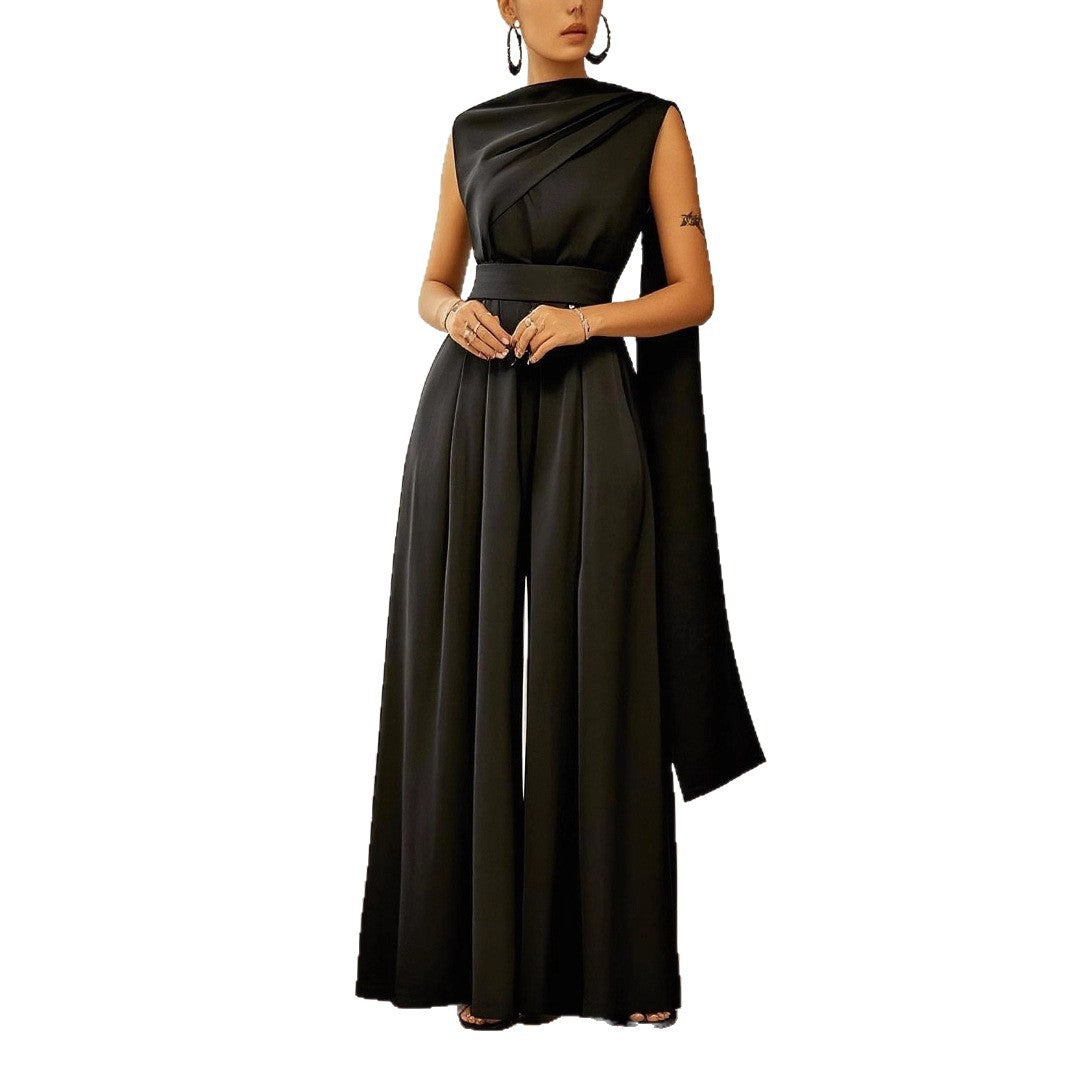Women's Solid Color Slim-fit Jumpsuit Loose Casual Pants