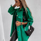 Mid-Length Shirt Jacket With Sleeve-Pull Button Decoration