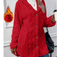 Cardigan à capuche boutonné, veste longue d'hiver, manteau à manches longues de couleur unie