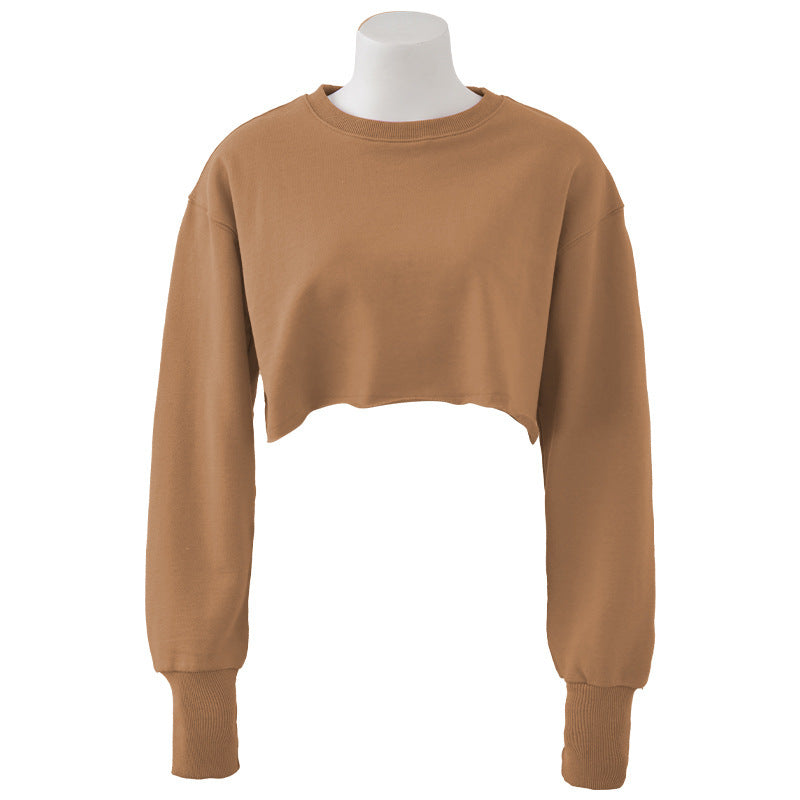 Women's Fashion Solid Color Short Sweatshirt