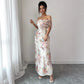 Women's Off-Shoulder Waist-Floral Mesh Dress