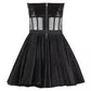 Robe de soirée en cuir à volants bouffants et dos nu avec haut tube