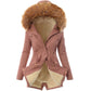 Pure Color Hooded Slim Warm Zipper Jacket Women Padded Coat