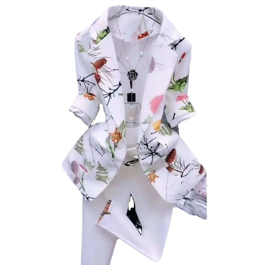 Thin Cardigan Sunscreen Printed Coat Slim-fitting Suit