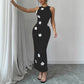 Women's Slim-fit Sleeveless Fashionable Floral Round-neck Dress