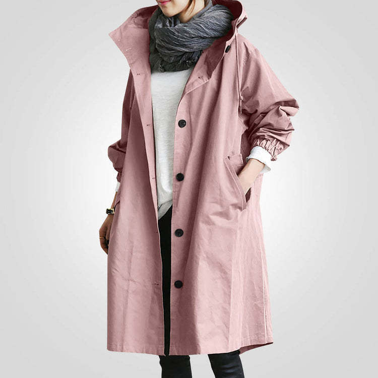 Women's Medium And Long Style Small Man Temperament Waist Closing Long Sleeve Coat