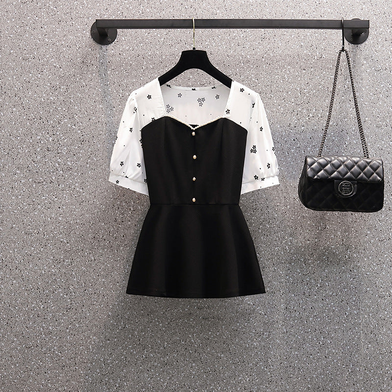 Splicing Plus Size Women's Fashion Simple Fake Two Pieces