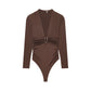 Deep-V Long-sleeve Bodycon Womens Jumpsuit That Flatters The Figure And Looks Sexy