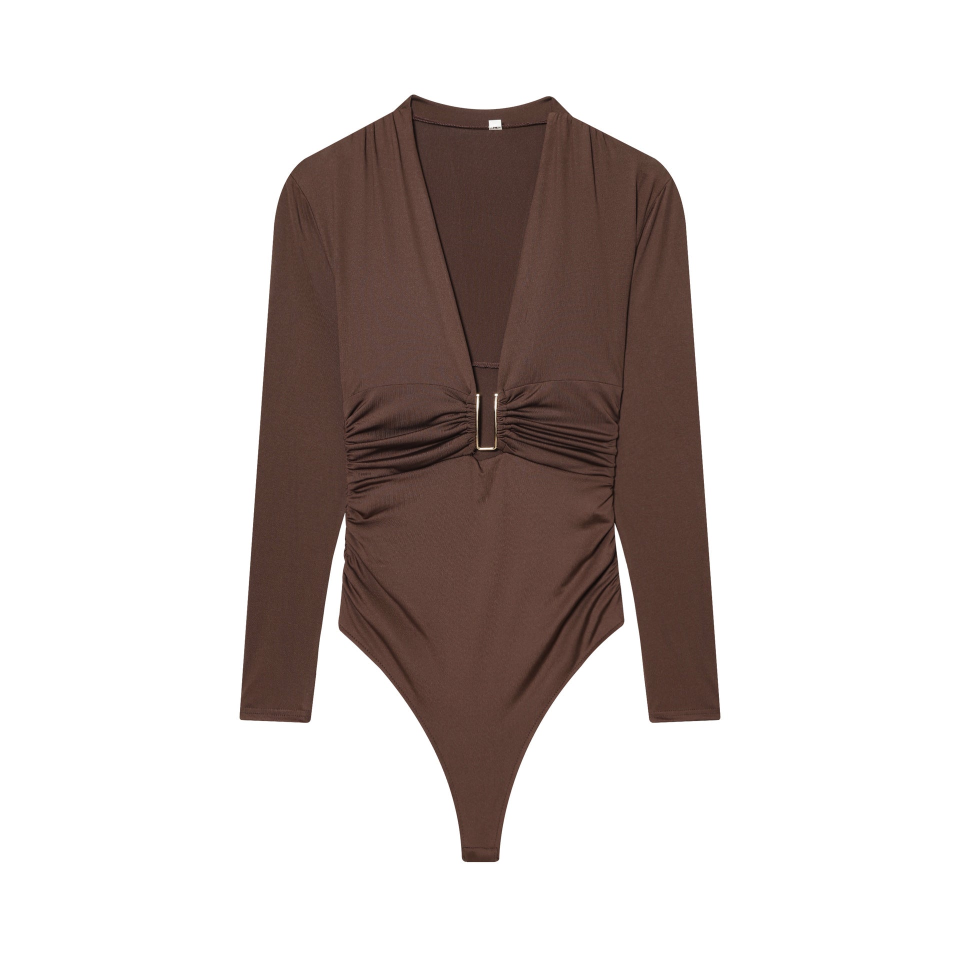 Deep-V Long-sleeve Bodycon Womens Jumpsuit That Flatters The Figure And Looks Sexy