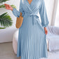 Temperament Dress Bohemian Ethnic Style Cross V-neck Pleated Skirt