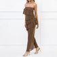 New Ruched, Strapless, A-line Dress With An Asymmetrical Flared Hem And A Slim Fit