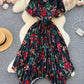 Waist Slimming A- Line Pleated Irregular Dress