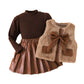Three-piece Set Of Long-sleeve Base PU Leather Skirt