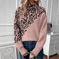 Turtleneck Leopard Print Long Sleeve Loose Fashion Casual Sweater