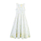 Embroidered Large Swing Square Collar Sleeveless Dress