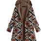 Embroidered Retro Warm Cotton Black Jacket With Zipper