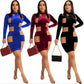 Female Slim Fit Korean Velvet Patchwork Mesh Dress