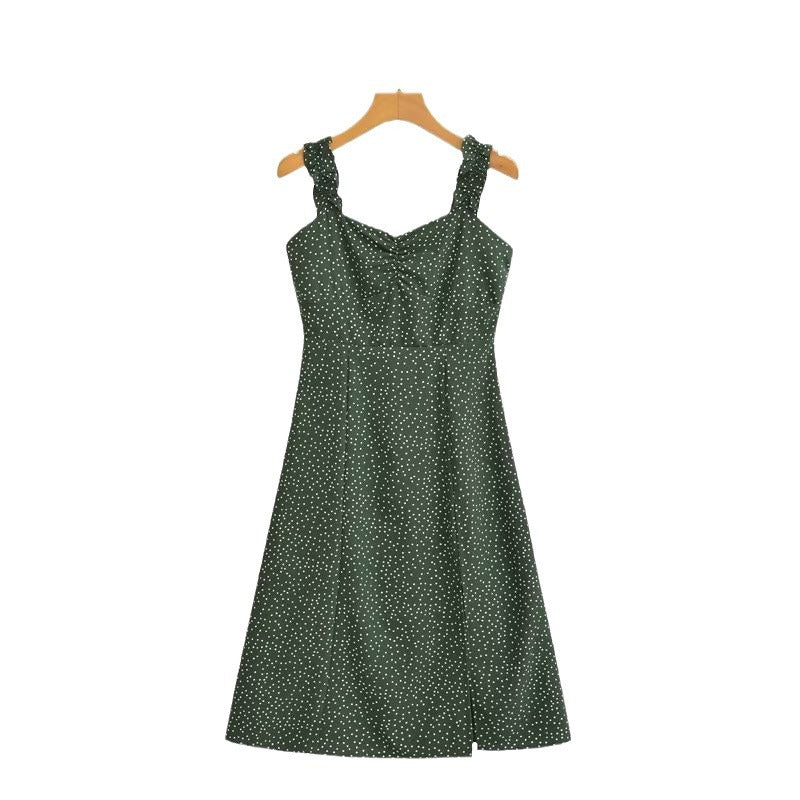 New European And American Wave Print Spaghetti Strap Dress For Women