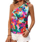 Flower Print Lace-up One-shoulder Top For Women