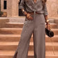 Lady Temperament Lapel Cardigan Split Button Solid Color Suit
