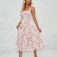 French-style Slip Dress With Side Slit And Print For Women