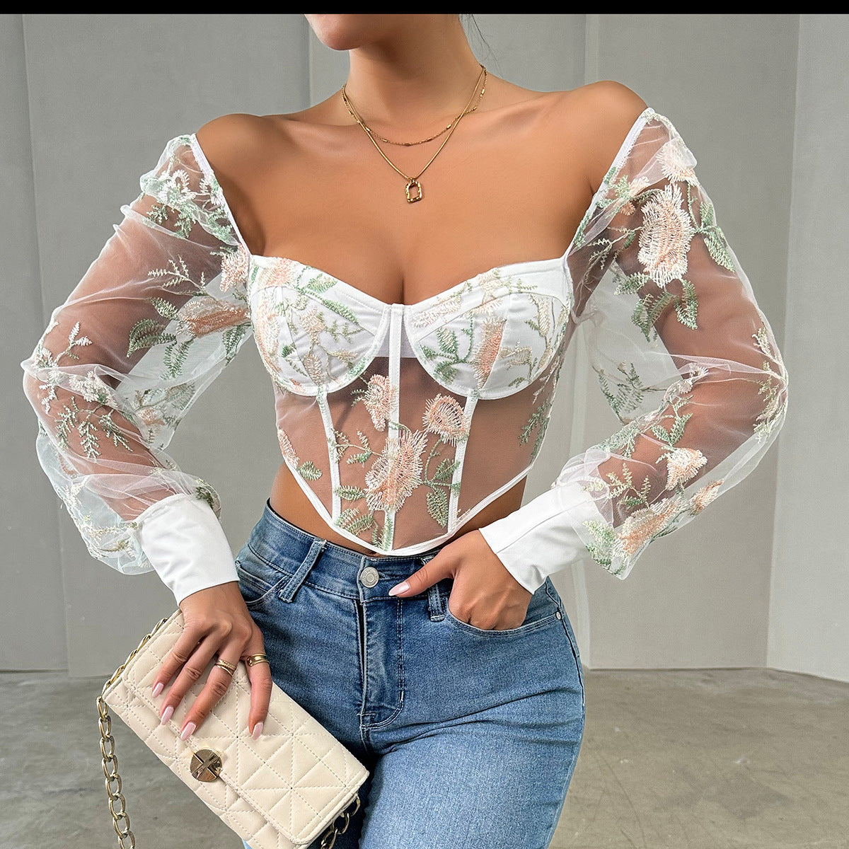 Lace V-neck Women's Top