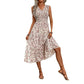 Floral Flounce Slim Sleeveless Long Dress