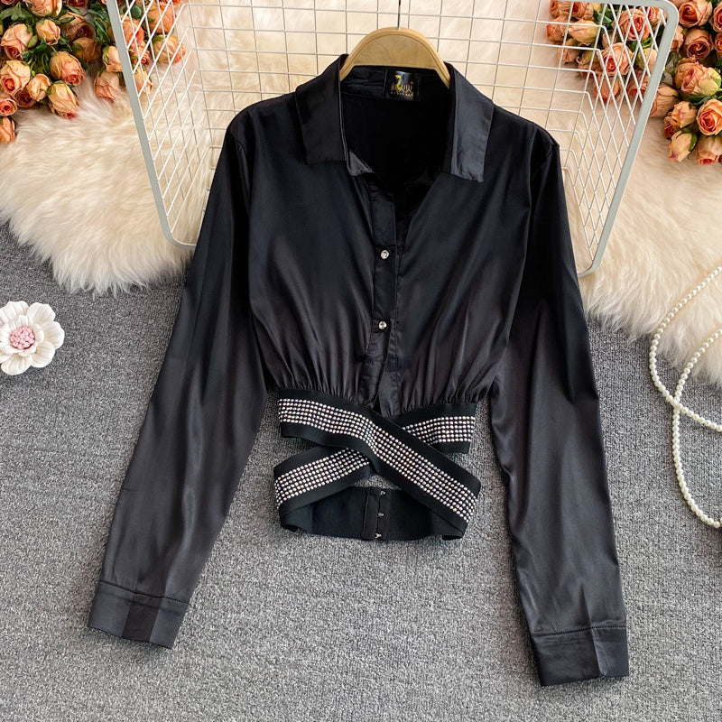 High Waist Short Cropped Navel Shirt With Fashionable Design