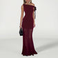 Unique Elegant Off-shoulder Mesh Dress With Flowing Ribbons