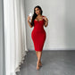 New High-waisted, Body-hugging Red Slip Dress