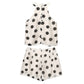 Polka Dot Hanging Collar Top Pleated Decorative Casual Shorts