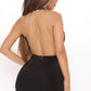 Black V-neck Summer New Party Dress With Backless Chain