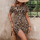 European And American Fashion One-shoulder High-grade Leopard Print Drawstring Women's Skirt