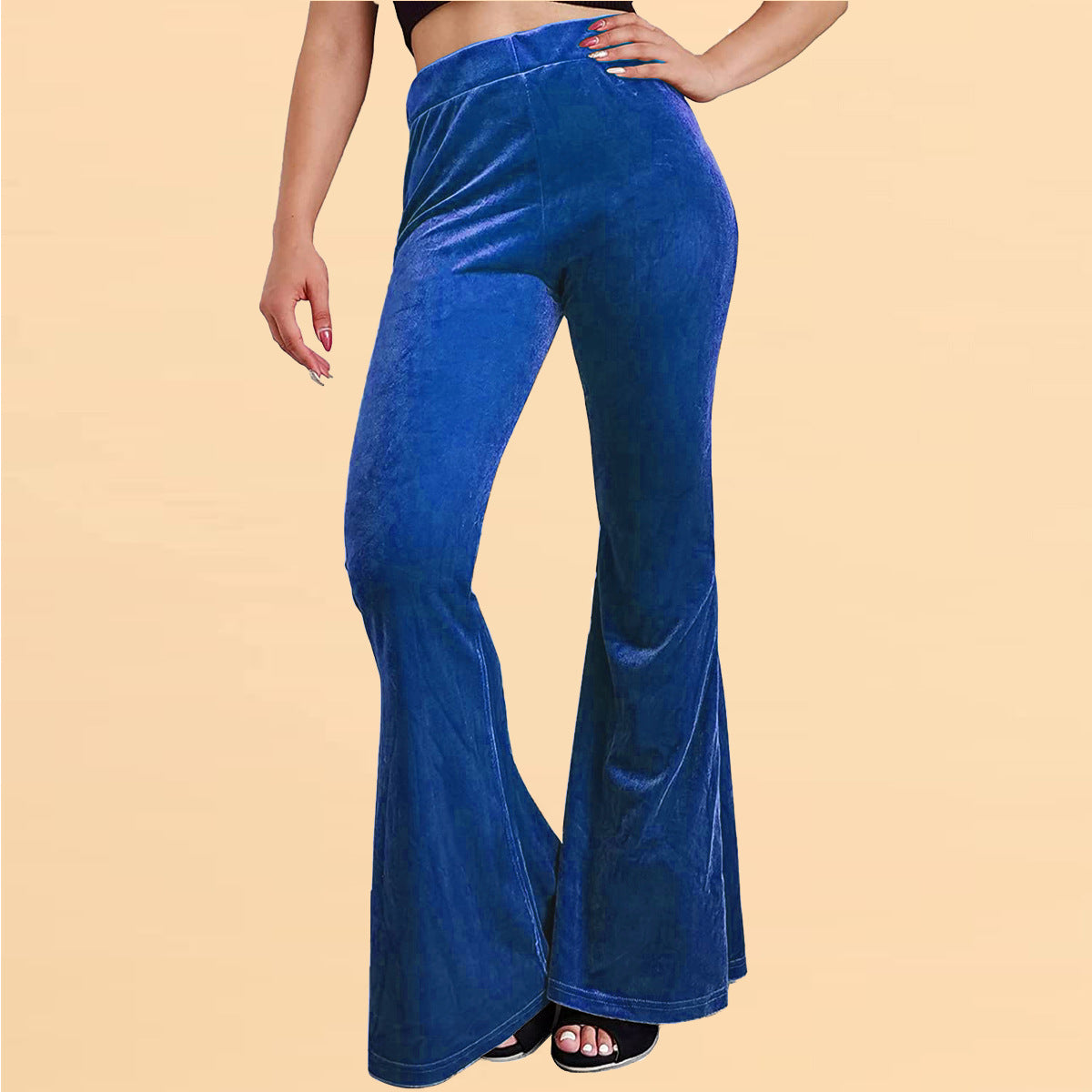 Pantalon en velours à pattes d'éléphant décontracté pour femme