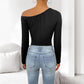 Diagonal Collar Single-shoulder Suspender Long-sleeved Tight Jumpsuit