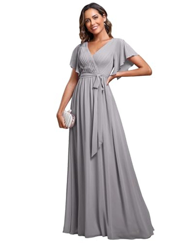 V-neck Chiffon Dress Women
