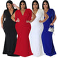 Women's Plus-Size Tassel V-Neck Long-Sleeve Slim-Fit Dress