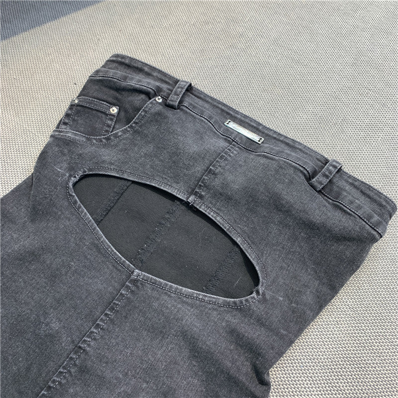 Gray Black Denim Hollow Tube Top Skirt Women Summer Sleeveless Dress