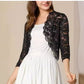 Ladies' Vest Short Collarless Cardigan Top Solid Color Elegant Lace Shirt