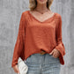 Women's Solid Color Stitching Lace Hollow V-neck