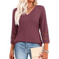 Solid Color Loose V-neck 34 Sleeves Women
