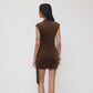 Solid-color Figure-flattering Knit Dress With A Metallic Buckle Featuring A Textured Knit For A Slimming Effect