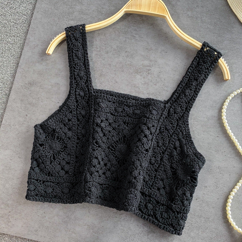 Crochet All-match Short Sling Students Wear A Small Vest