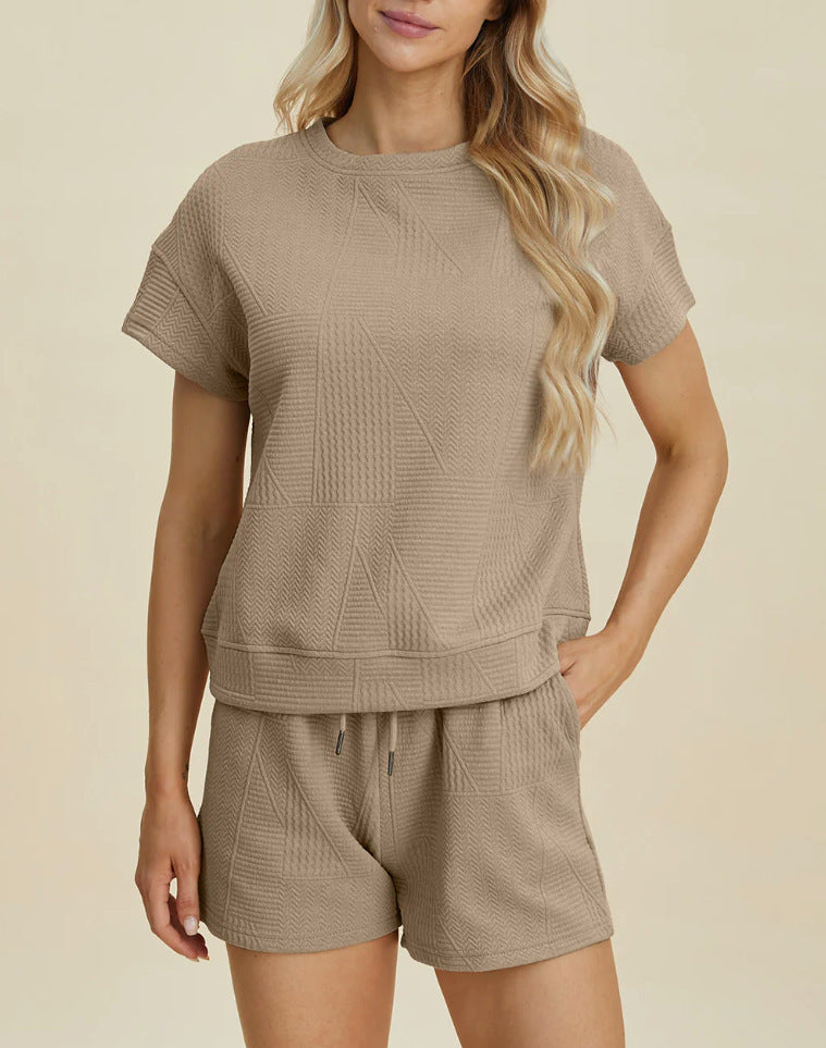 Ensemble short tendance en tissu texturé