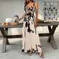 Ethnic-style Printed Ruched Waist With A Tie-detail Designcasual Vacation-ready Womens Jumpsuit