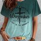 Summer Short Sleeve T-shirt Cross And Letter Print Tops Women