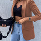 Women's Fashion Solid Color Printing One-piece Long Sleeve Suit Coat