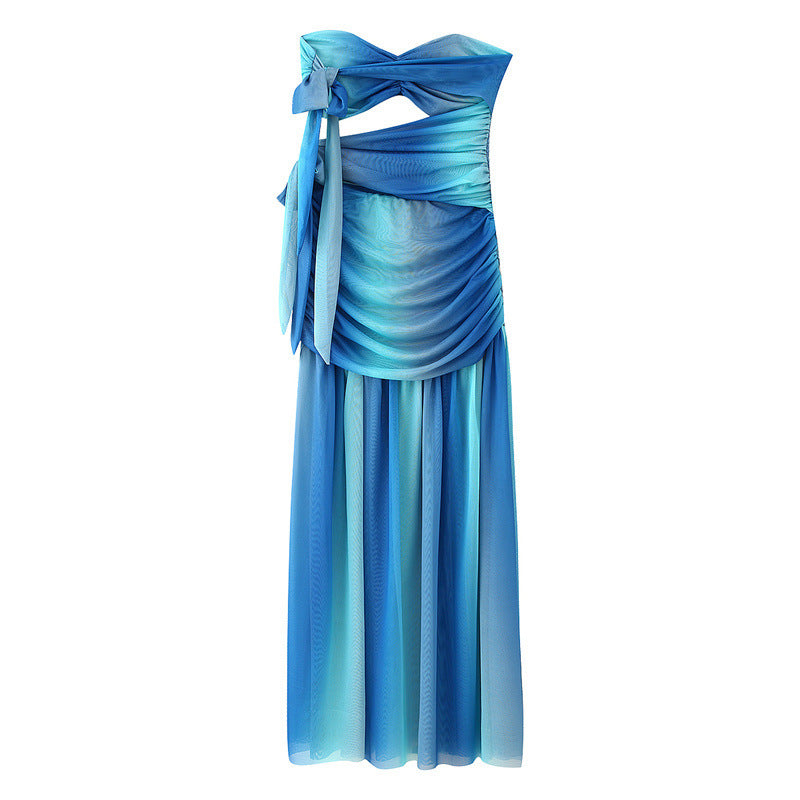 Casual Slimming And Fashionable  Tube Top Slit Dress