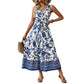 Retro Resort-style Long Dress V-neck Sleeveless One-piece Dress